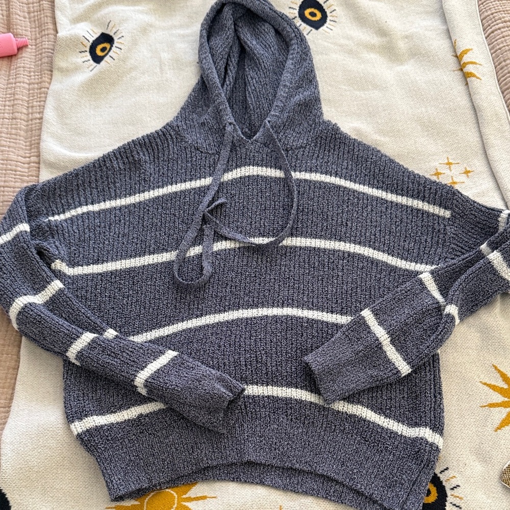 Thread and supply Striped Gray Hooded Sweater
